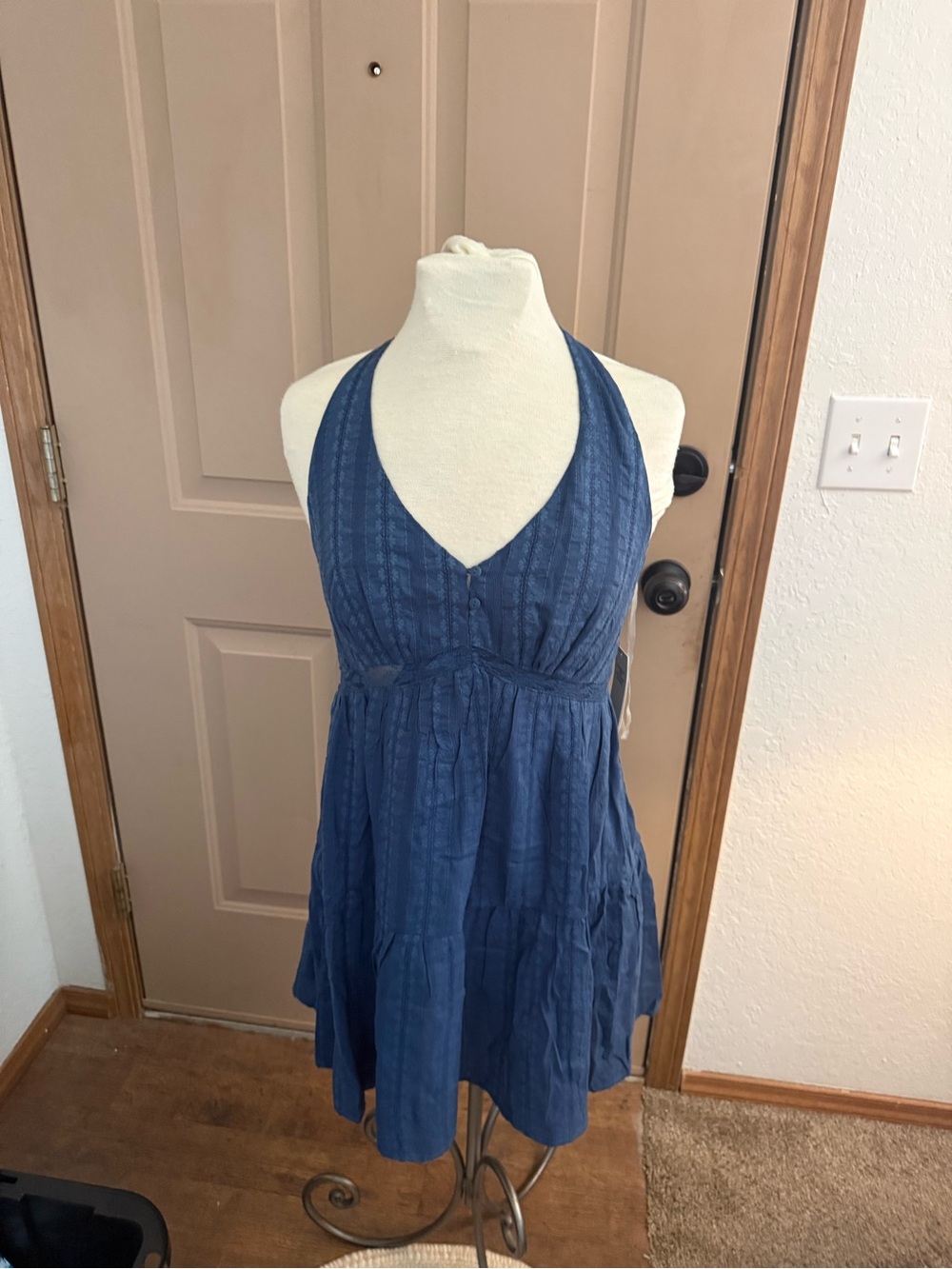 No Boundaries Navy Blue Halter Mini Dress